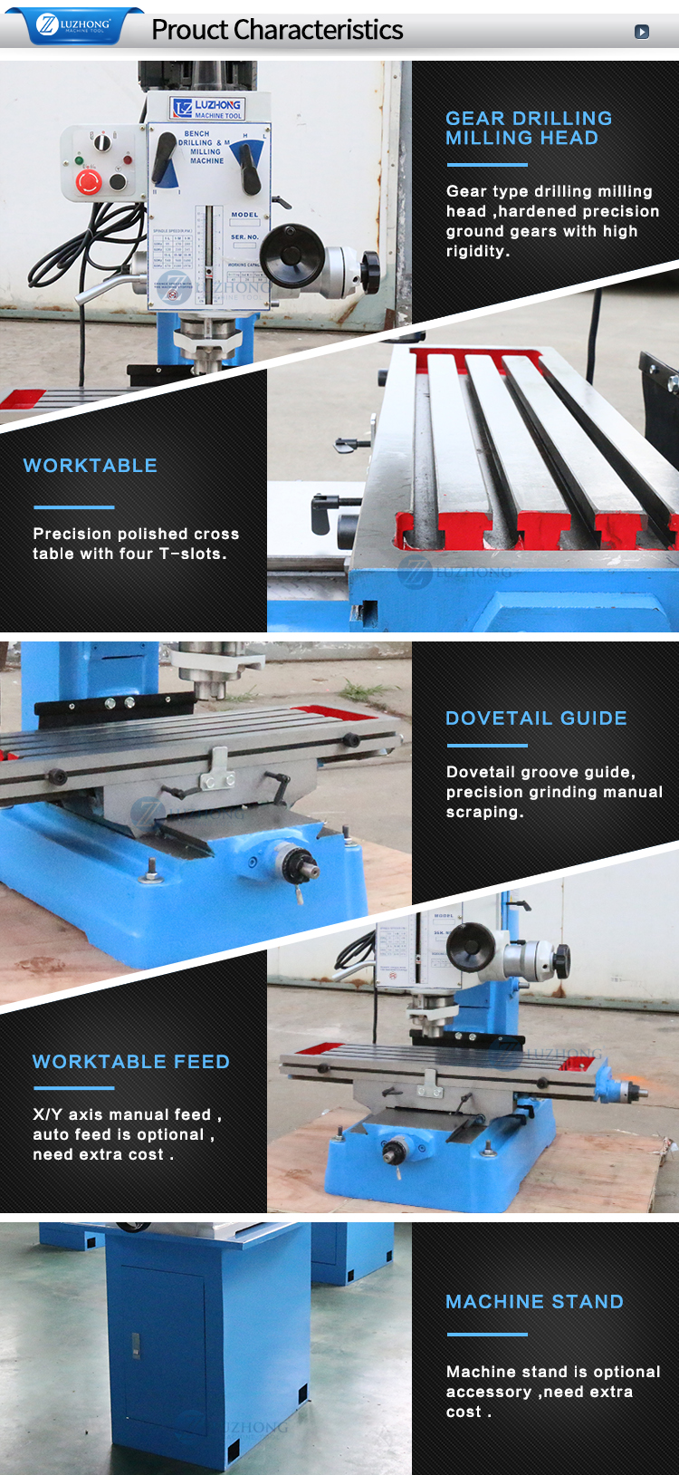 とうま ZX7045 China 45mm Metal Gear Head Drilling & Milling Machine