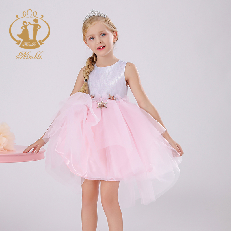 Nimble 2020 горячая Распродажа Единорог цветная вышитая детская одежда без рукавов Розовая Принцесса для вечеринки платья для девочек
