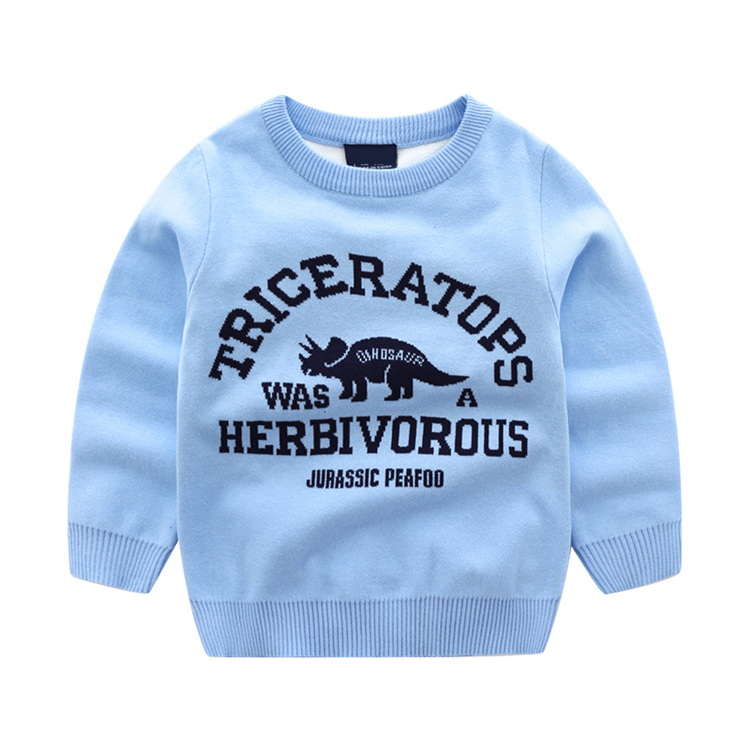 Топ с рисунком для мальчиков; сезон осень-зима; Детский свитер с круглым вырезом; вязаный свитер для маленьких мальчиков