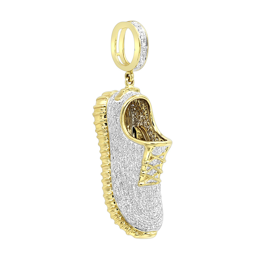 AAA GEMS 14k Gold Shoe Pendant 1.13 CT Hip Hop Pendant Iced Out Silver Mens Moissanite Bling Pendant