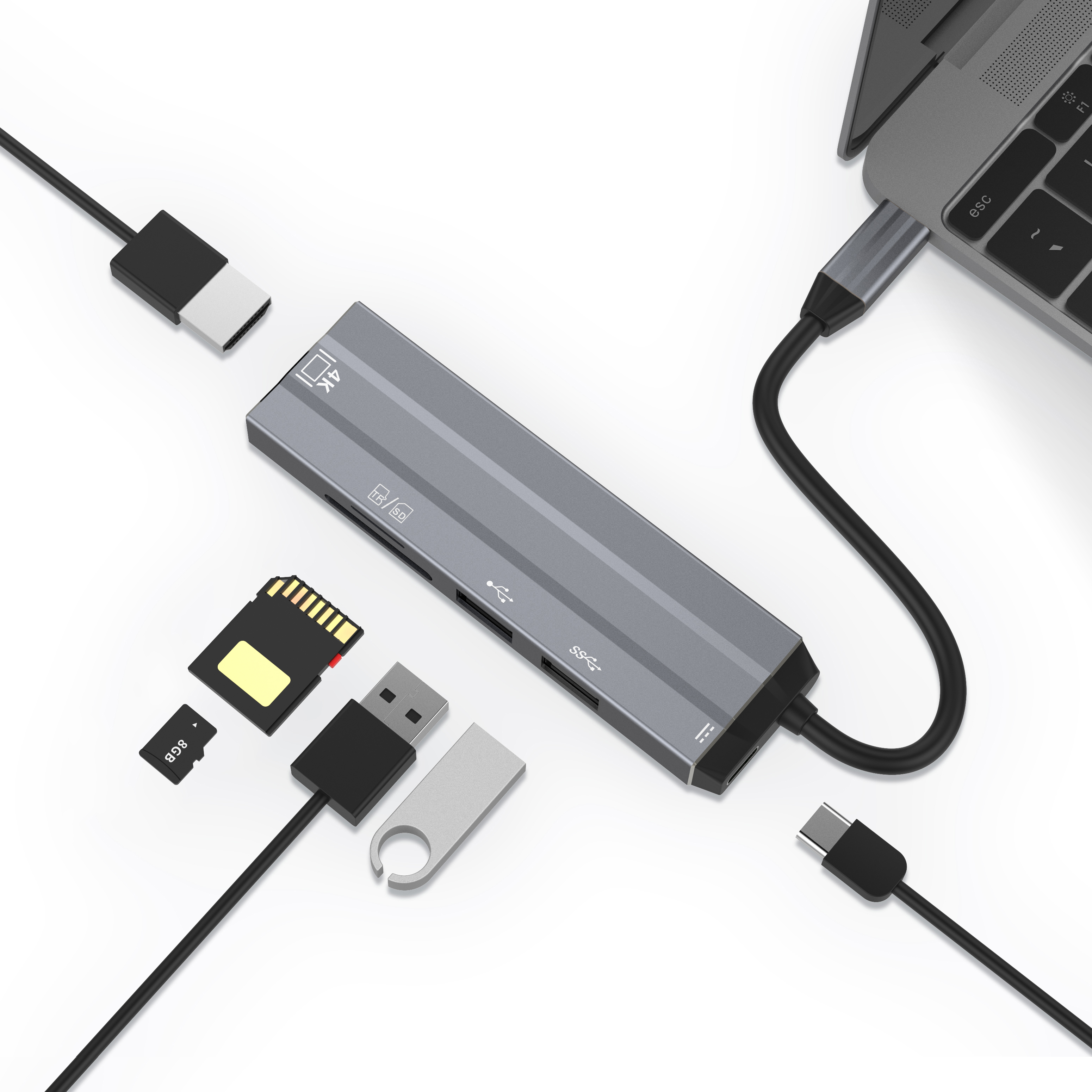 6 в 1 взаимный обмен данными между компьютером и периферийными устройствами Type C USB Hub HD 4K USB C HD-MI SD кард-ридер концентратор USB PD зарядная станция для Mac book Pro и типа C Windows ноутбуки