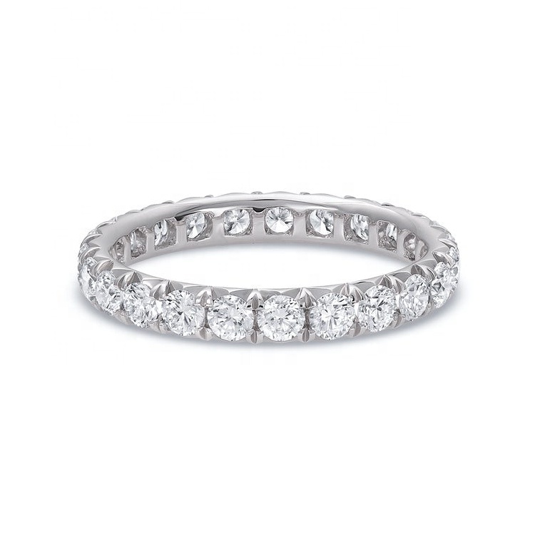 Woman's Wedding Band 14k/18k Platinum Diamond Ring 2.5mm Round Brilliant White Moissanite Eternity Band Ring