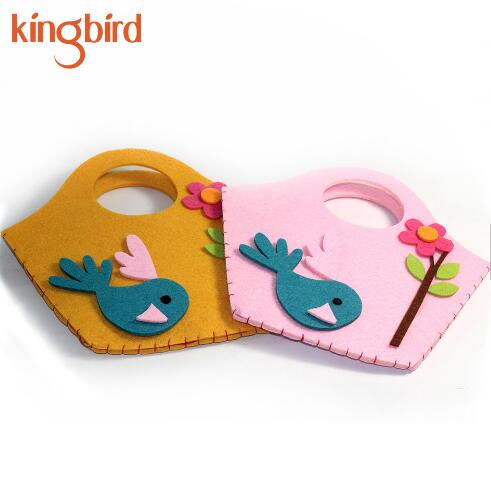 Фетровая корзина для покупок с птицами ручной работы