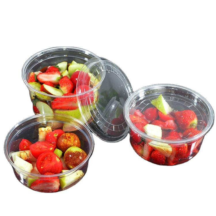 Одноразовый контейнер для упаковки еды ясные пластиковые салатные фруктовые миски с крышкой