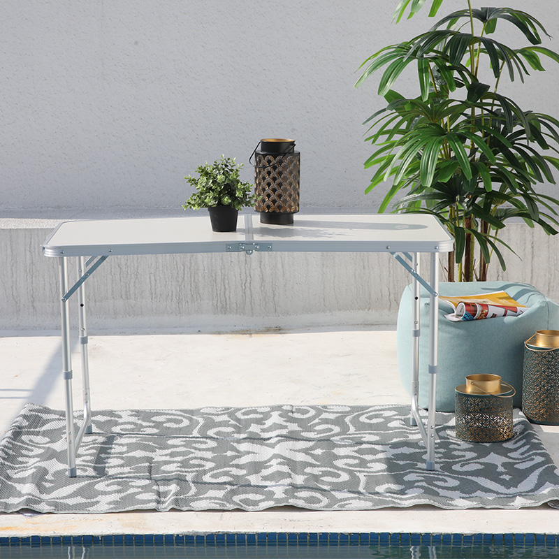 3 Position Aluminum Folding Outdoor Bar Table And Stools Camping Table And 4 Chairs