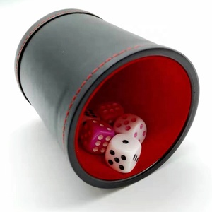 Dice Classic Toy Dice Cup Box High Quality Black PU Leather Dice Cup DD
