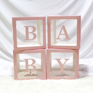 new arrival baby shower boxes BABY Blocks Design Transparent box balloons packing box baby shower party supplies