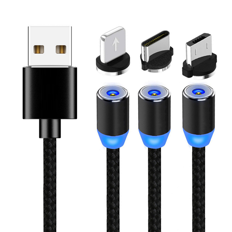 Нейлоновая оплетка для iPhone зарядное устройство 3 в 1 низкая цена Магнит usb зарядное устройство кабель micro usb type c 2A Быстрая зарядка usb кабель оптовая продажа