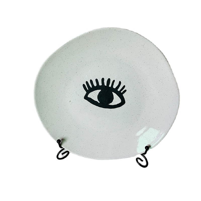 Горячая распродажа серый ручная роспись серии керамическая тарелка для закусок Ресторан плита посуда