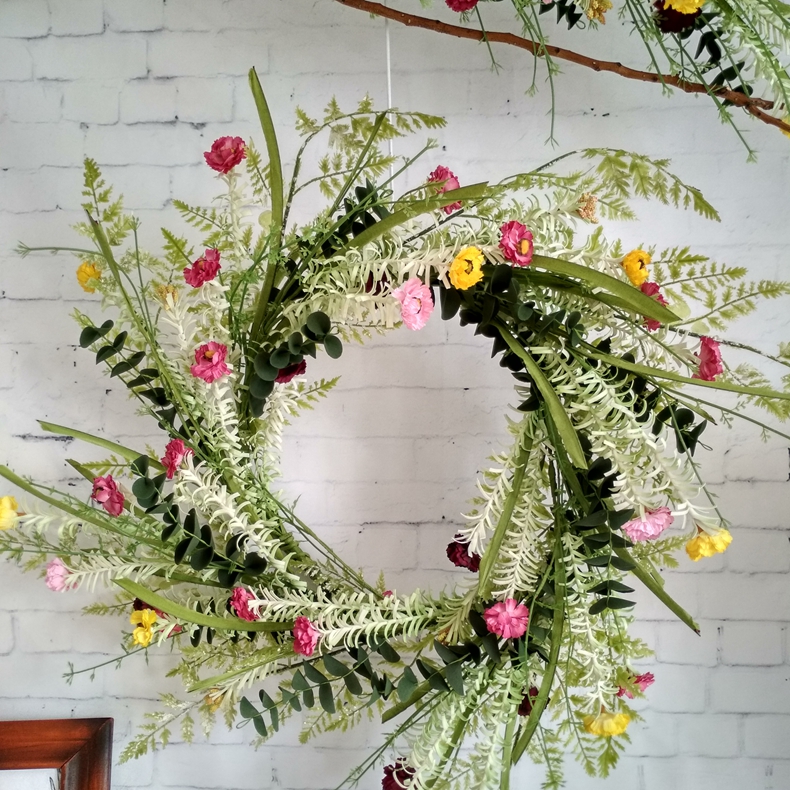 春季前门墙壁装饰复活节装饰批发人造野花花环