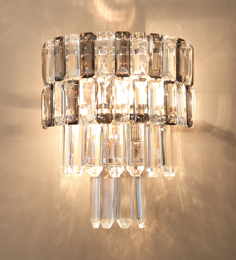 modern clear crystal cube wall lamp made in China Hot sale  energy saving 1*9W  led wall lamp stainless steel chrome