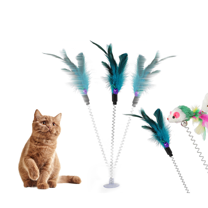 Китай оптовая продажа плюшевые игрушки красочные присоске с колокол Весна мышь перо кошка игрушка