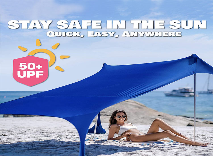 2020 New Invention PA Coated Outdoor Shade Beach Tent Sun Shelter With Sand Shovel, Portable Premium Sunshade Pop Up Beach Tent/
