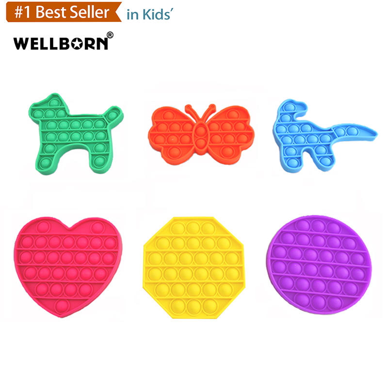 Детские сенсорные пуш-ап пузырь игра игрушка для снятия стресса в виде животных Графический силиконовые игрушки Fidget, способный преодолевать Броды для взрослых с 6 видов цветов