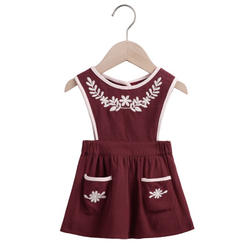 Cotton linen embroidered suspender skirt Baby  Girls' skirts Infant skirts  Newborn -10years Baby Clothes 1Lot Deliver