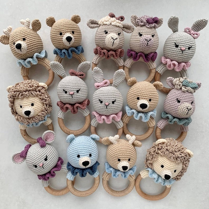 Вязаные хлопковые детские носки, с рисунками животных детская игрушка-прорезыватель для зубов погремушка кролик льва вязания крючком овец вязания крючком