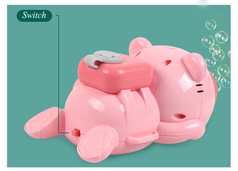 Electric LED music pink pig watch maker gun bubbles kids toys