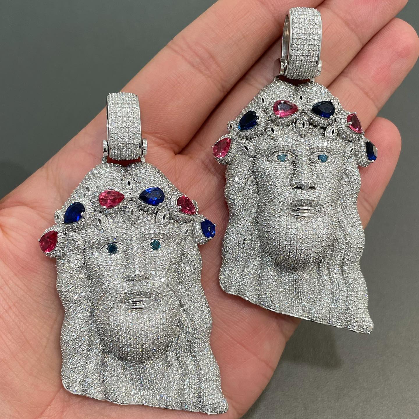 AAA GEMS Pass Diamond Tester Prong Set Yellow Gold Mens Diamond Jesus Head Pendant Moissanite Iced Out Pendant for Necklace