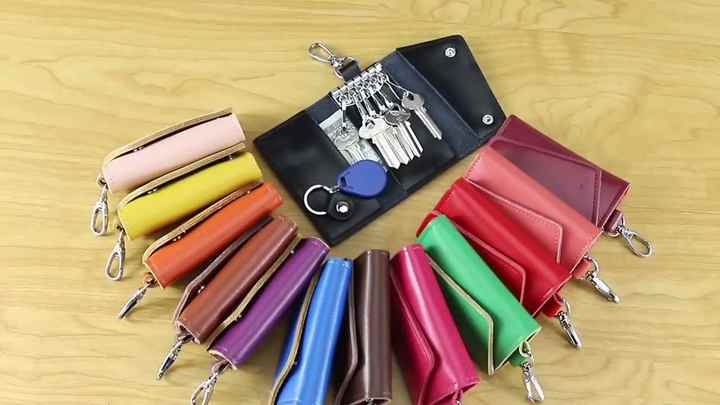 2024 Functional Hotel Key Card Holder Genuine Leather Keychain