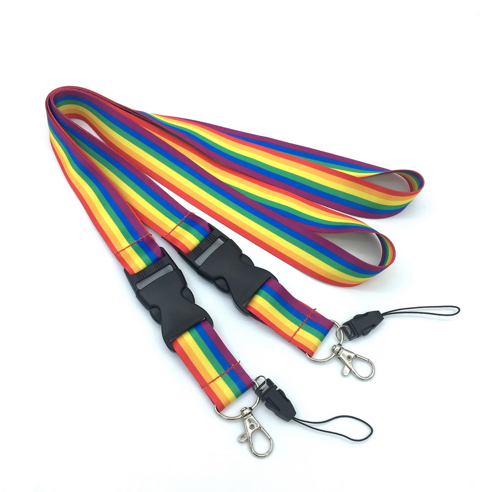Радужный шнурок для мобильного телефона, нейлоновый брелок, держатель для удостоверения личности, шнурок с карабином