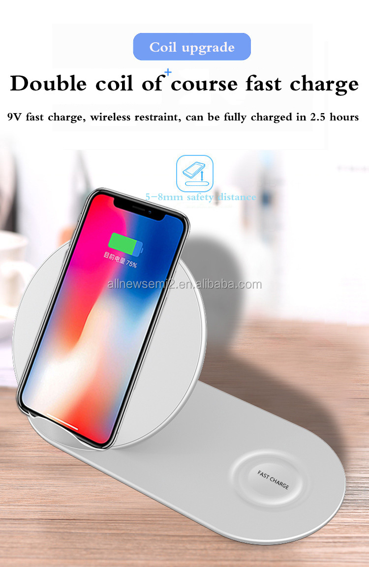 Wholesale new private mode mobile phone watch multifunctional 2 in 1 wireless charger suitable for iphonexs / NOTE9