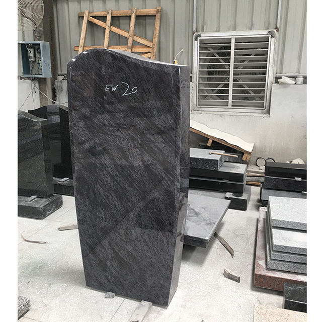 Chinese Bahama Blue and Absolute Black Granite Flat Maker Headstone with Open Book Design