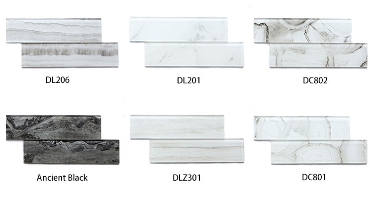 Mosaic Tiles Glossy Surface Glass for Home Eco-friendly 75x300mm 8mm Thickness JLA Ceramic Color Option Square 75x300x8 Mm DC802