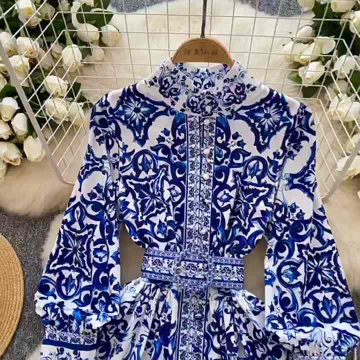 chinese dress ladies Chessie Fragrance Print Cotton Maxi Dress-Women's Designer Luxury Dresses