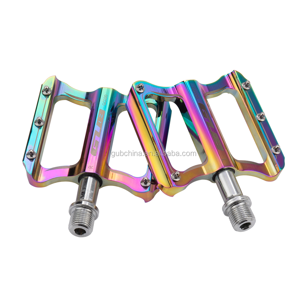 GUB GC-020 Colorful MTB Ultralight Bike Bicycle Pedals Mountain Road Bike Pedal Cycling Aluminum Alloy Rainbow Pedal
