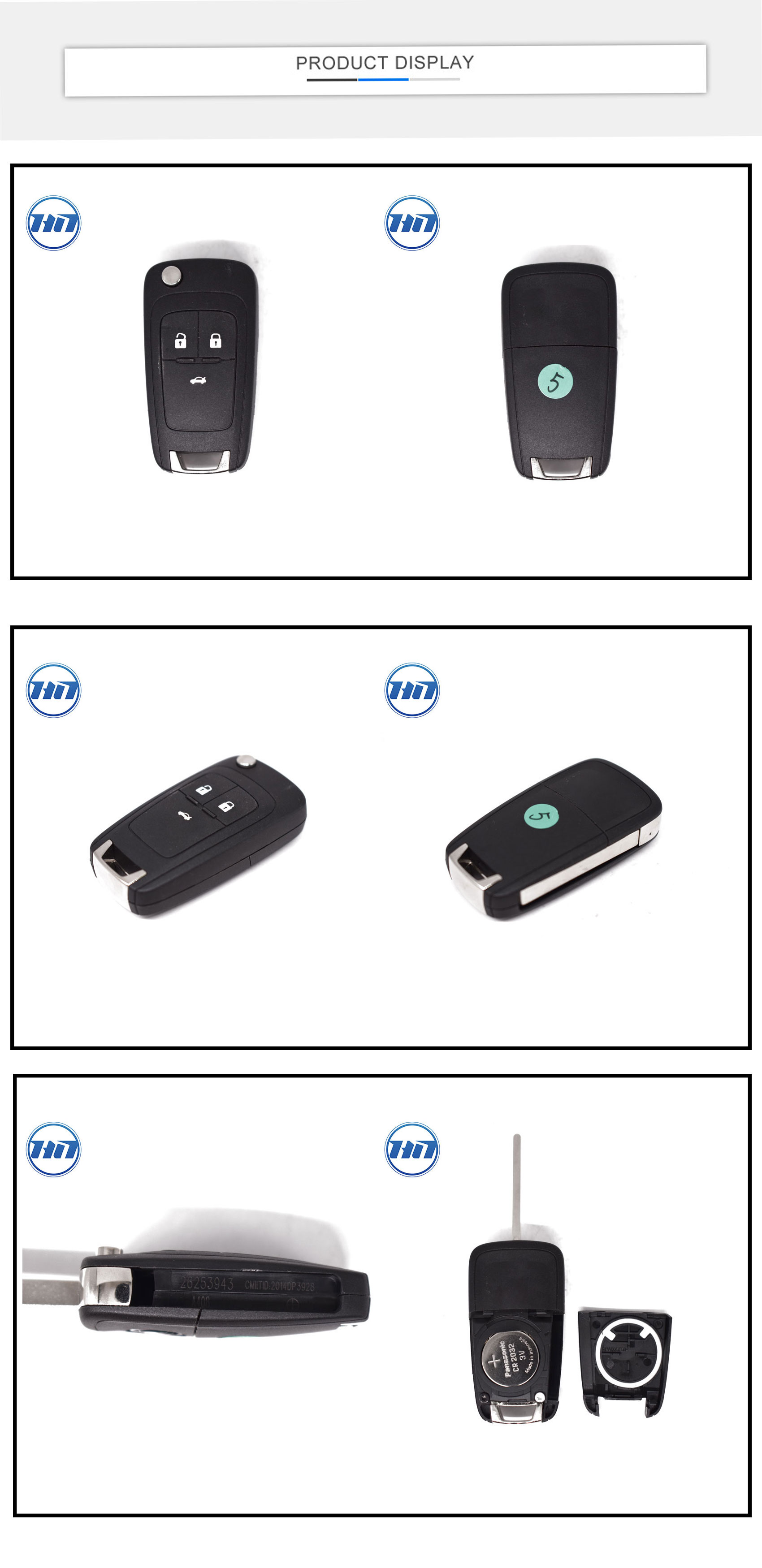 Original 3 Buttons Flip Auto Control Fob FSK 433.9MHz 4D60 chip For Excelle Folding Smart Car Key Chip 26253943