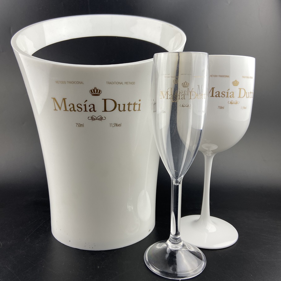 Рекламный акриловый однобутылочный охладитель для льда цвета шампанского