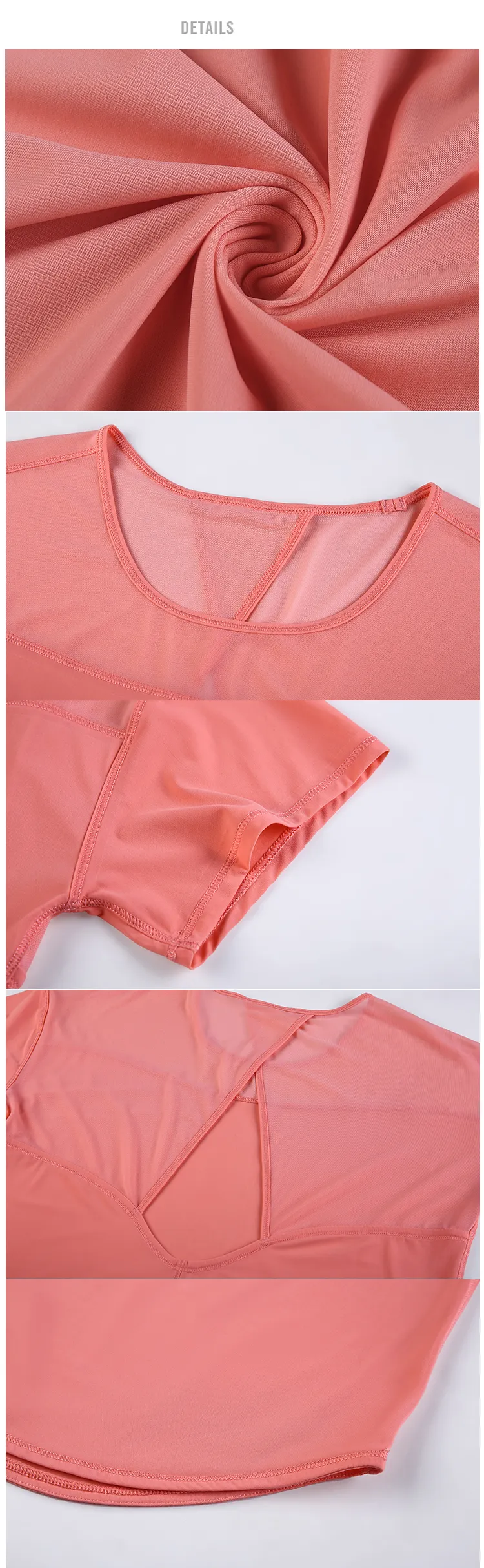 Spring Summer Net Cross Hollowed-Out Yoga Short Sleeve Lightweight Breathable Quick Dry Loose Exercise And Fitness Top