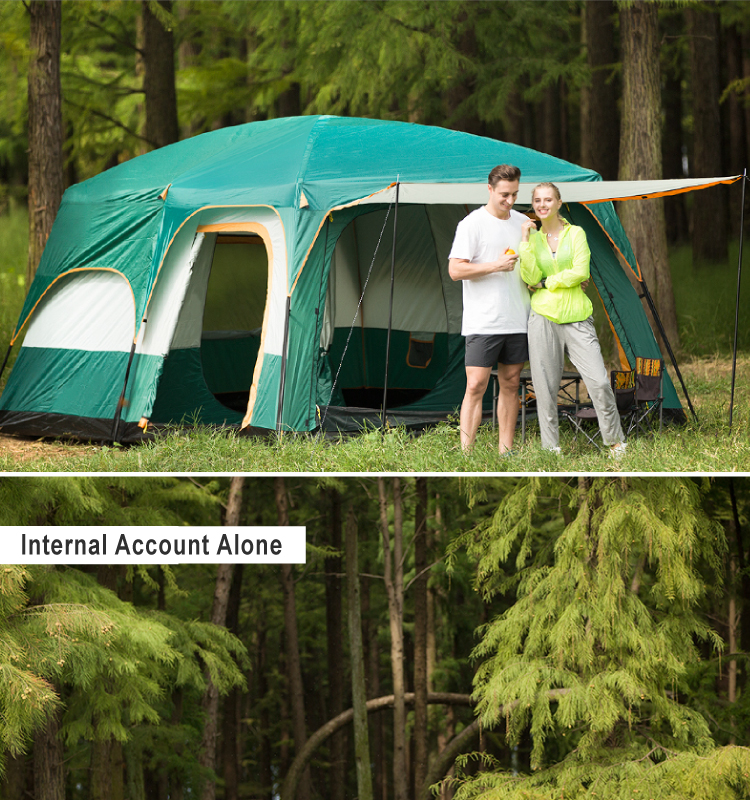 2021 Customized Wholesale, Luxury Wind Resistant Outdoor Large 8 10 12 Persons Hiking Glamping Family Camping Tents For Sale/