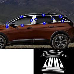 For Peugeot 3008 GT 3008GT 2016 2017 2018 2019 2020 Car Stainless Steel Garnish Pillar Window Middle Strip Trim Frame Hood 22pcs