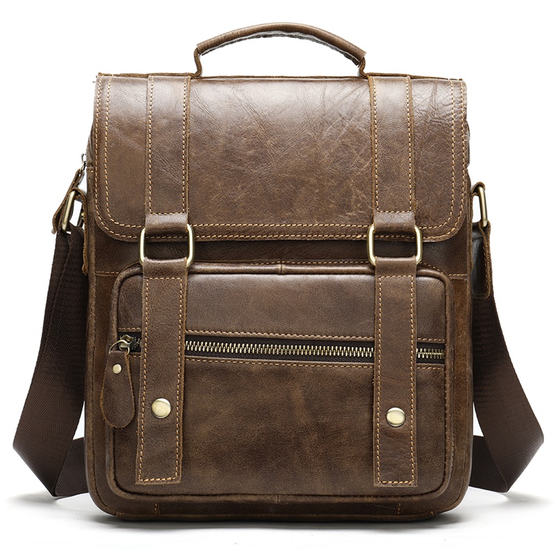 XIAMEND Office Flap Handbag Retro Leather Business Briefcase 9.7 Tablet Messenger Crossbody Satchel Bag Color : Brown