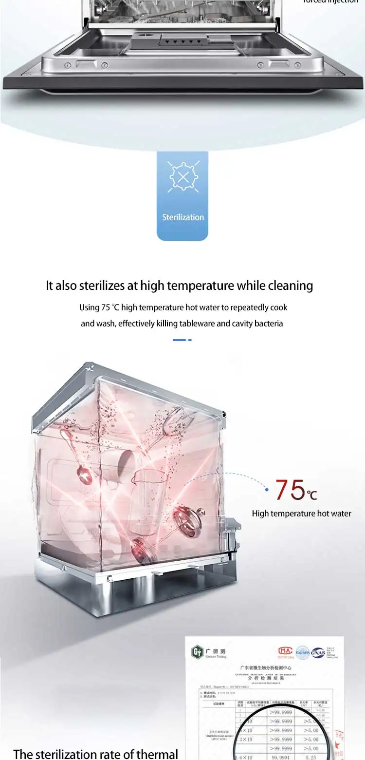 Sky mirror embedded household automatic intelligent dishwasher washing dishes 8 sets