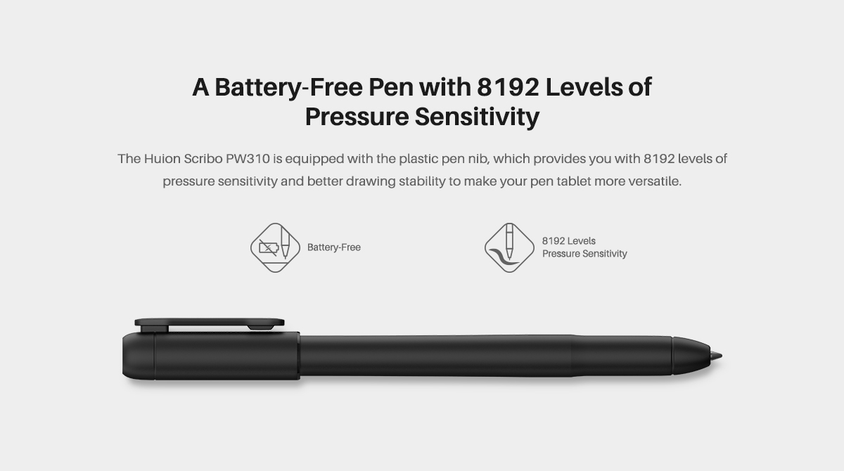 2020 HUION new released scribo PW310  8192 levels touch screen pen for graphic tablet
