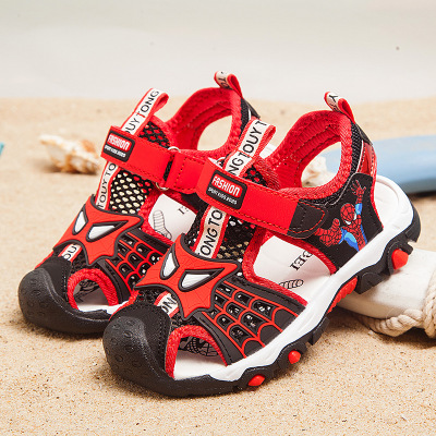 Летние Нескользящие пляжные детские сандалии с изображением Человека-паука