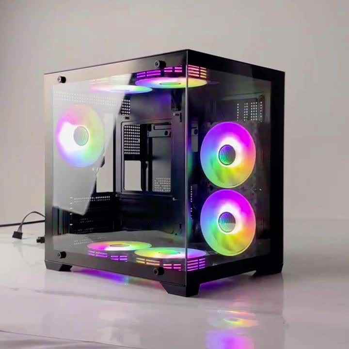MANMU Gaming RGB Fan Case Mid Tower MATX PC Case