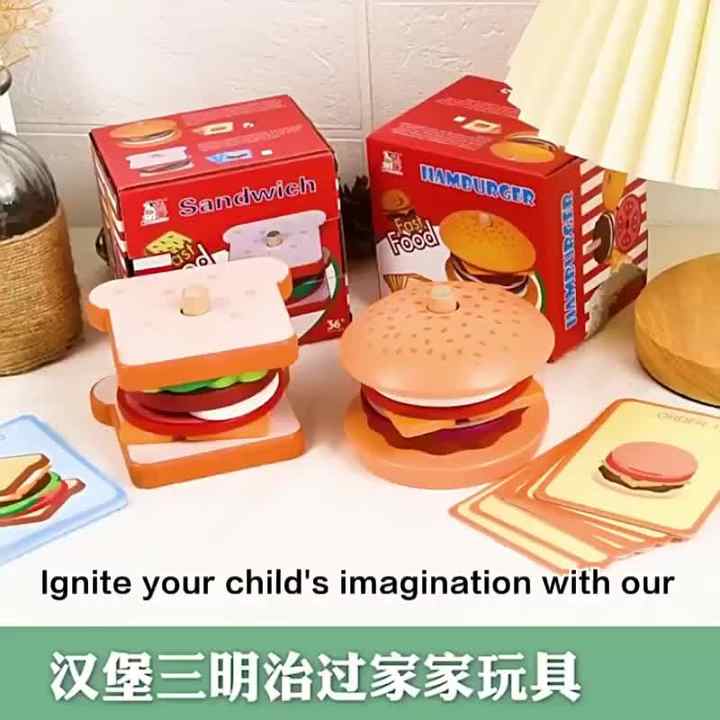 Gioco Impilabile In Legno Sandwich Per Bambini 7 Pezzi Con Schede Montessori - 2