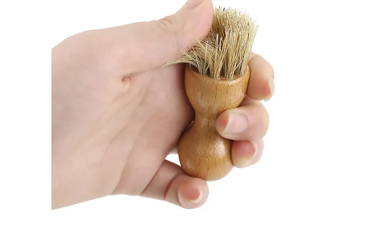 Factory direct sale beech gourd-shaped pig hair brush oiling, polishing and dust removal multi-function cleaning shoe brush