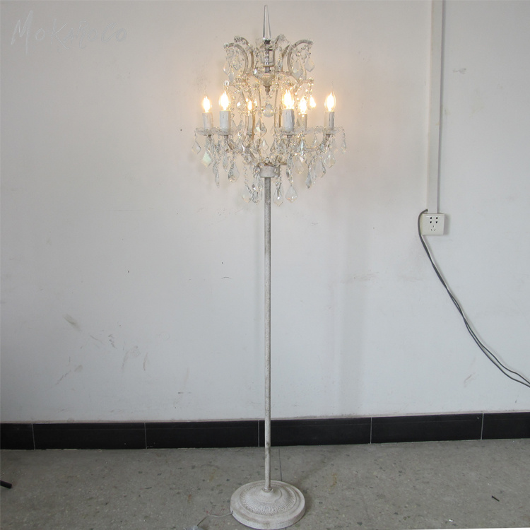 Foucault Gyro Globe Crystal Floor Lamp Wrought Iron Decoration American Country Decoration Retro White Do Old Floor Lamp