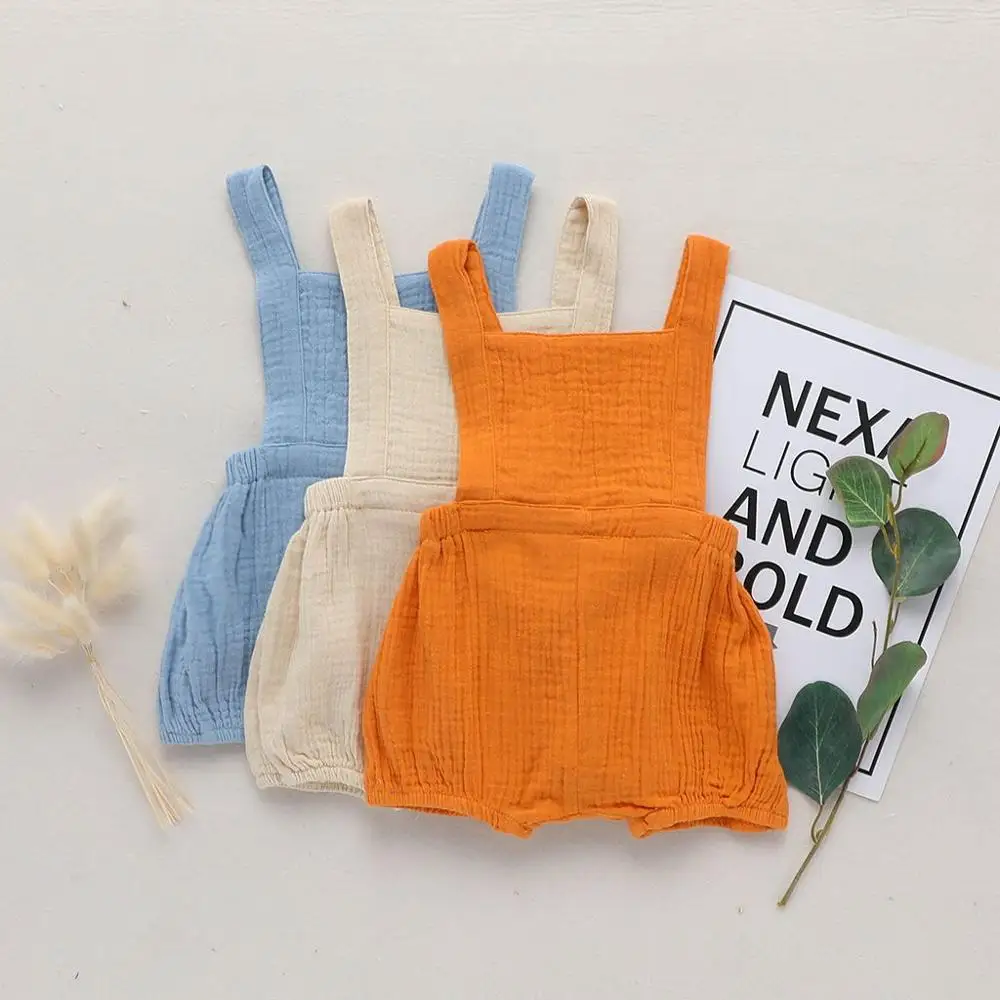 2019 милый мягкий белый льняной хлопковый комбинезон для маленьких девочек Комбинезон