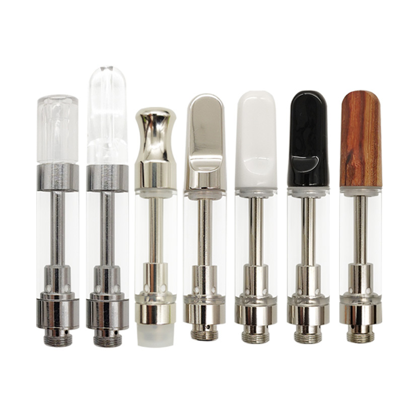 510 Vape ручка vape картриджи стеклянный атомайзер испаритель фирменный логотип OEM упаковка Деревянный рот без утечки плоский наконечник бак
