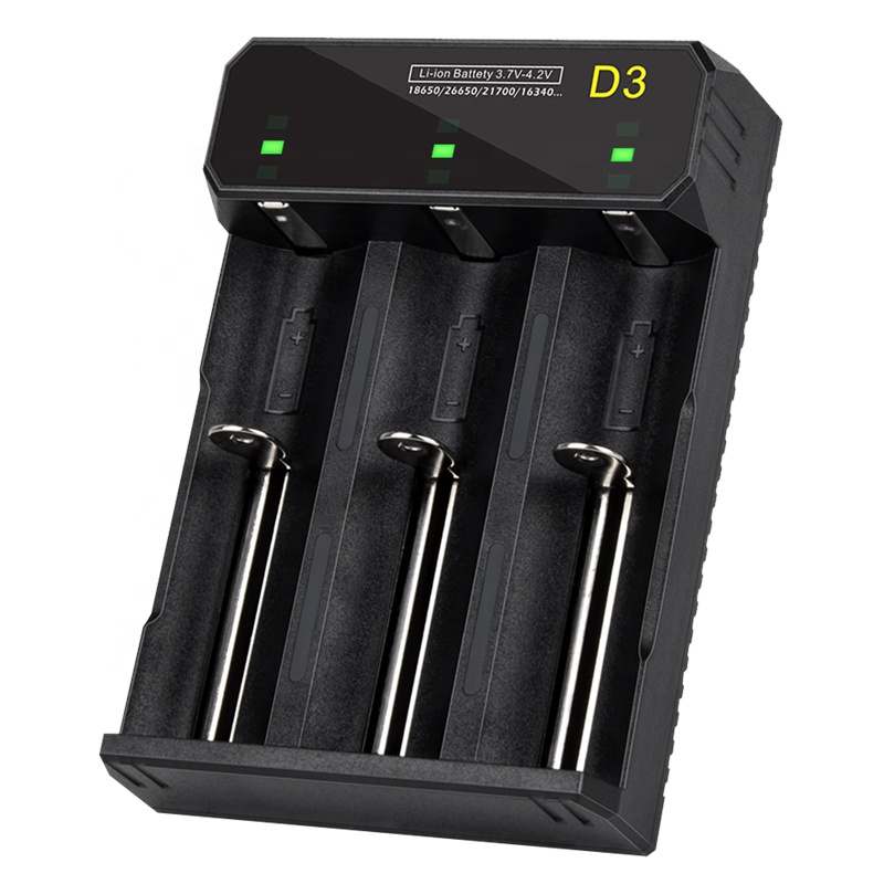 Зарядное устройство 26650 18650 с 3 слотами для аккумуляторных батарей, зарядка от USB, микро-зарядка для фонарика
