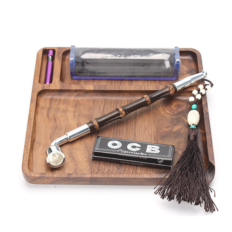 JYP004 Natural walnut cigarette tray multifunction smoke awakening custom wooden tray