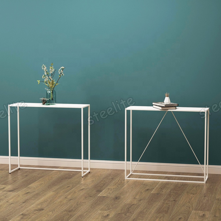 Gold White Black Metal Console Table in the Hallway