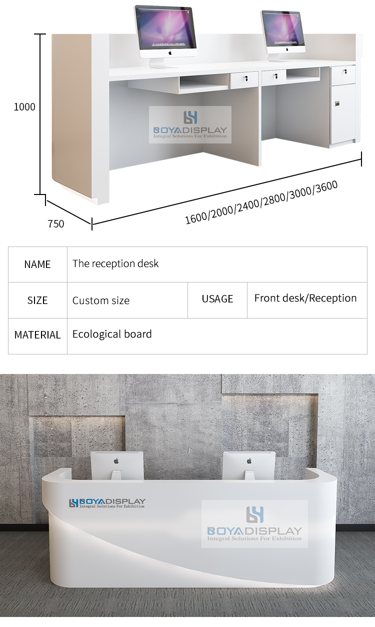 Factory Price custom size wooden salon white reception desk table office with drawer