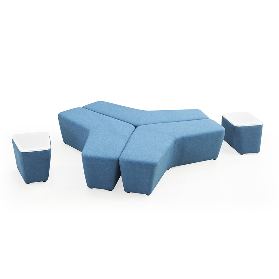 Комбинированный модульный тканевый диван V-образной формы для общественных зон