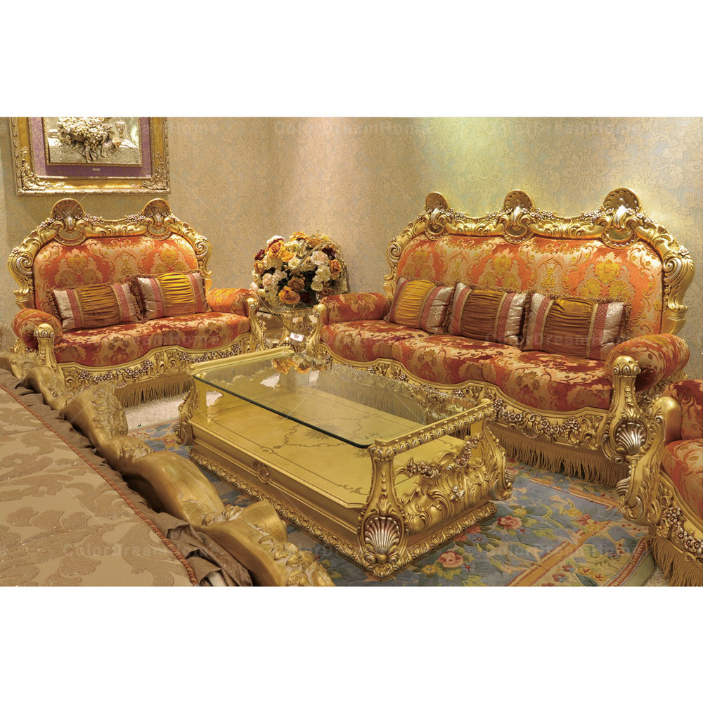 アラブ中東家具リビングルーム高級ゴールデンウッドカービング